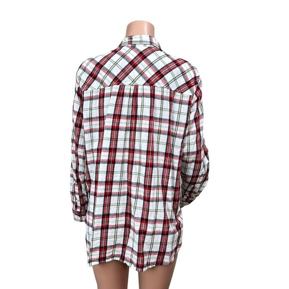 Time And Tru Women Flannel Red-White Button Down Shirt SZ XXL (20) - Picture 9 of 12